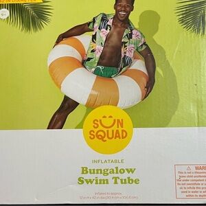 Inflatable Bungalow Swim Tube - Orange and White